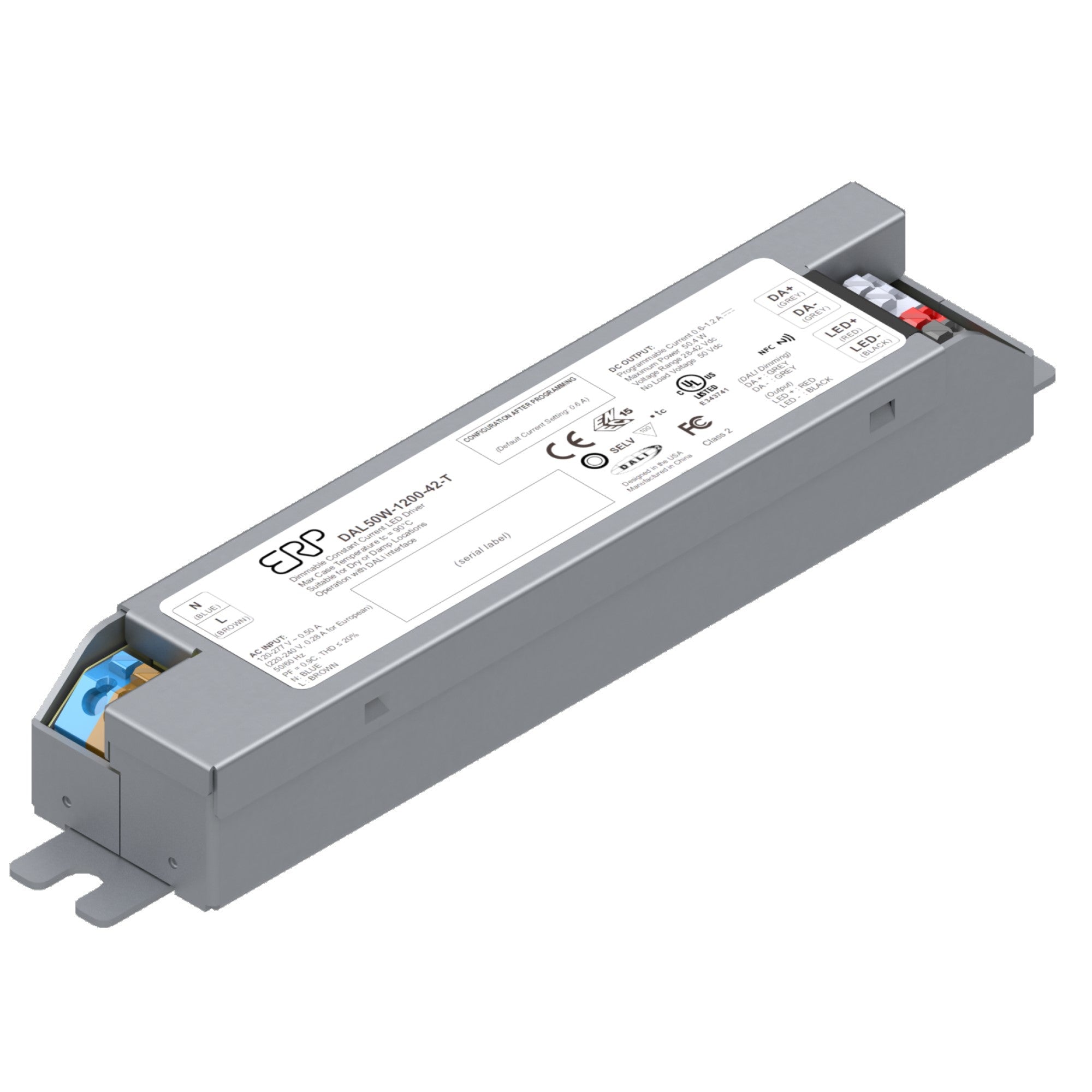 Constant current LED driver ERP Power DAL50W-1200-42-T 600-1200mA 230V to 28 > 42VDC DIM DALI 