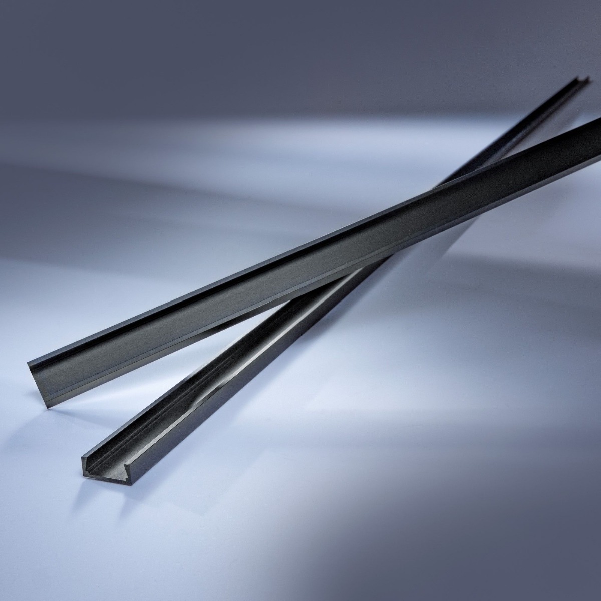 Aluminum Profile Aluflex narrow low height for surface and cove LED strip lights 40.15" black anodised