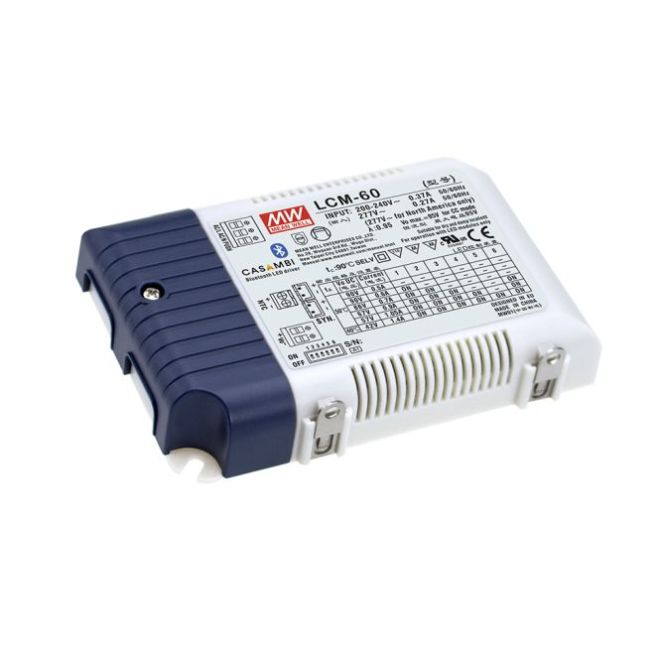 Constant Current LED Driver Mean Well LCM-60BLE 230V to 2-90V 500 > 1400mA Dimmable via Casambi App
