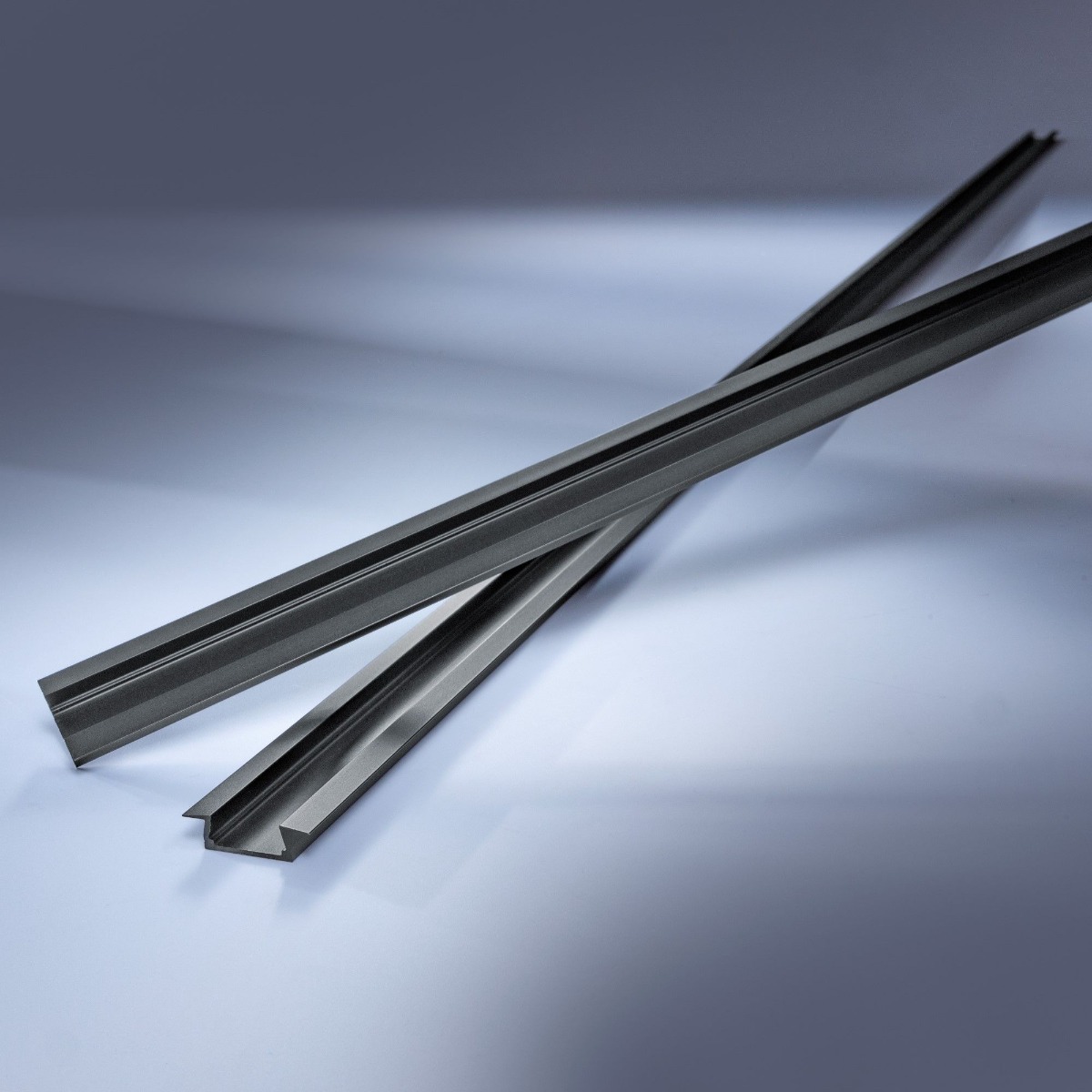 Aluminum profile Aluflex flat for recessed flexible LED strips 40.15" black anodised